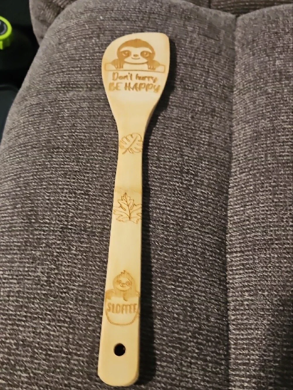 NWT Bamboo Sloth Engraved Kitchen Utensil Set - Natural Bamboo. 5 Piece Set